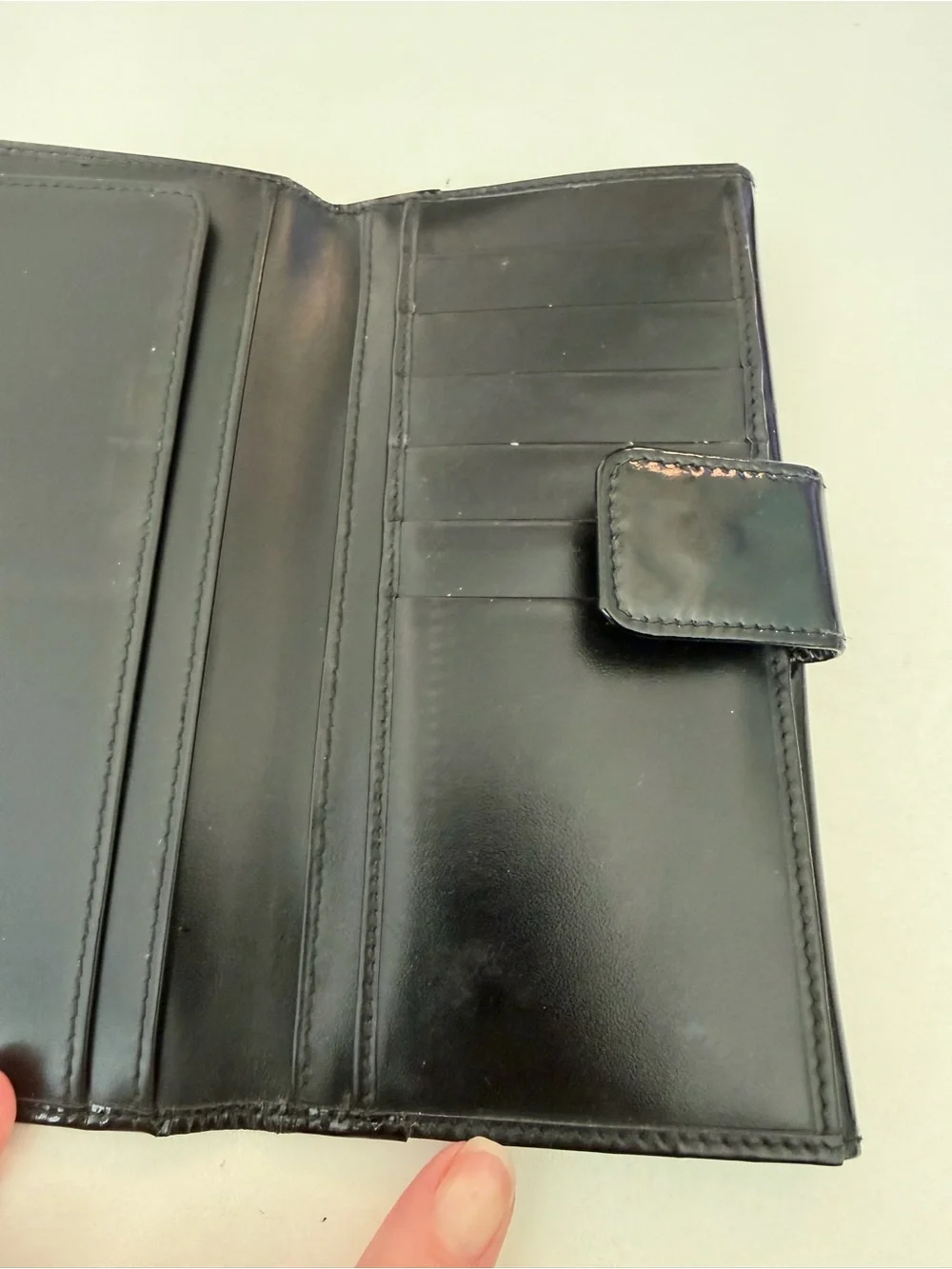 Vintage Tom Ford Gucci Black Patent Leather Wallet with Bamboo Handle